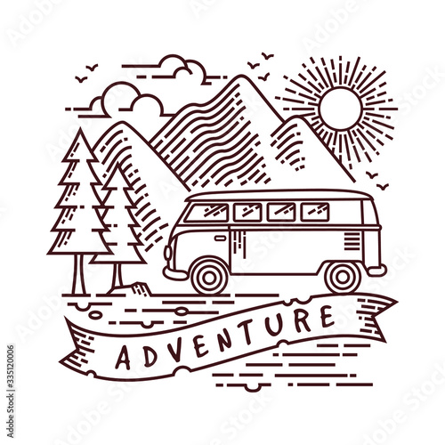 adventure in nature line illustration