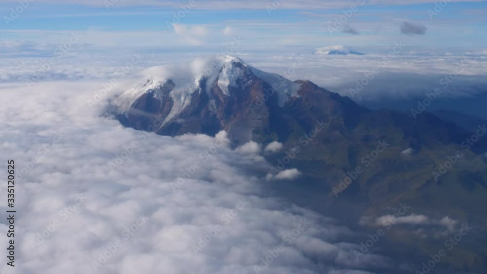 Cayambe Volcano in the Ecuadorian Andes viewed from the air