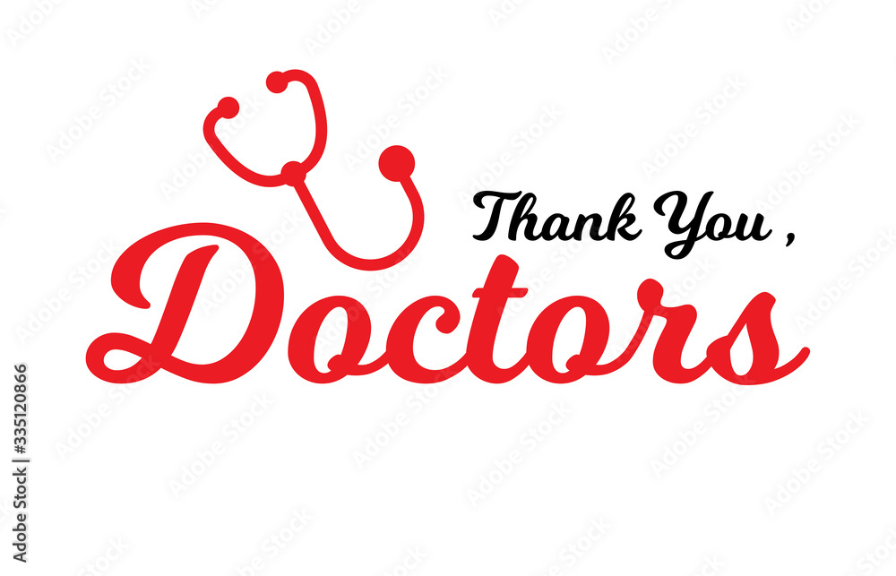 Thank You Doctor Vector For Greeting Design with Stethoscope