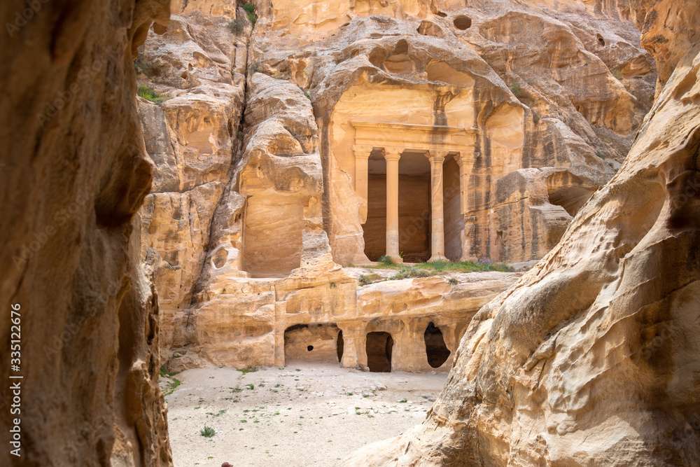 Sandstone caves in Little Petra, ancient city of Petra, Jordan