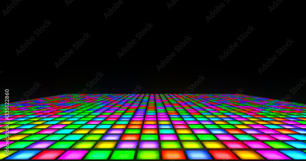 glowing colorful disco dance floor tiles Stock Illustration
