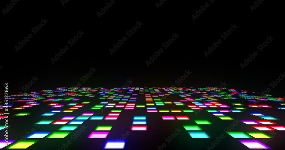 illuminated colorful disco dance floor tiles Stock Illustration