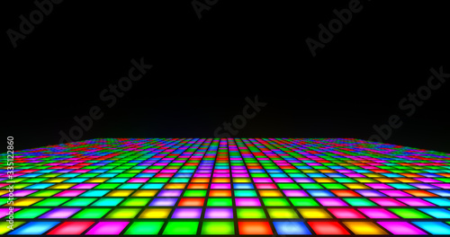glowing colorful disco dance floor tiles