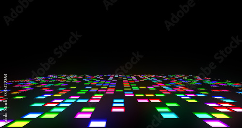 illuminated colorful disco dance floor tiles