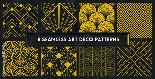 elegant art deco seamless design pattern set
