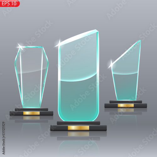 Glass Trophy Award. First place Prize plaque