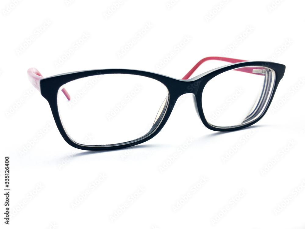 Glasses isolated on a white background. Black glasses. Eye protection. Glasses isolated on a white background. Black glasses. Eye protection.
