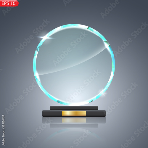 Glass Trophy Award. First place Prize plaque