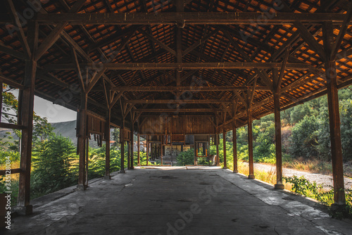 abandoned banner at train station portugal