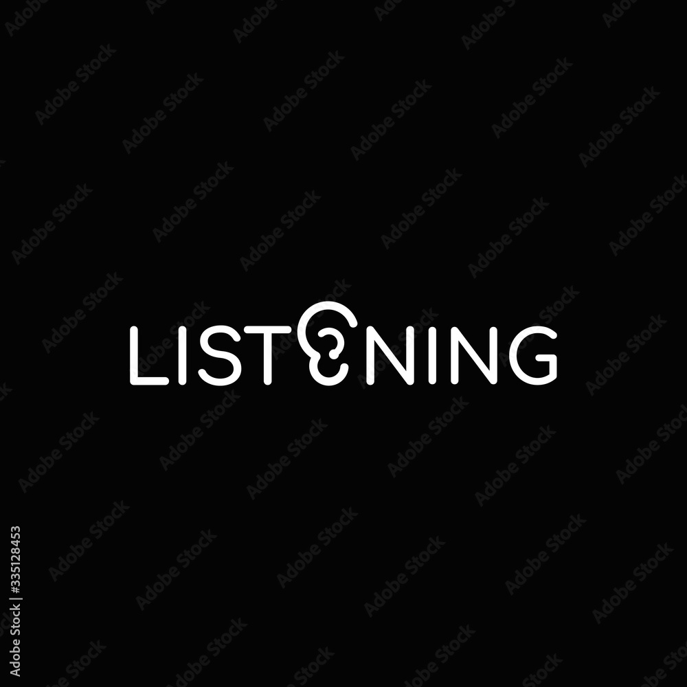 listening letter logo design unique