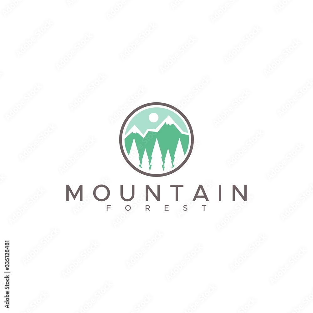 mountain forest logo design unique