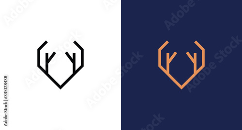 V + Deer logo template vector concept
