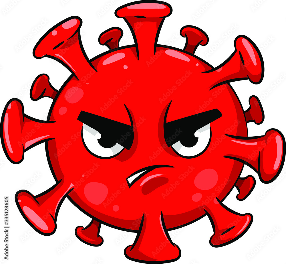 Coronavirus character design. Coronavirus bacteria cartoon vector illustration. Covid-19 danger. Preventions of the COVID-19 disease.