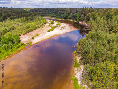 Kerzhenets River in the Nizhny Novgorod Region  Russia. Drone shooting