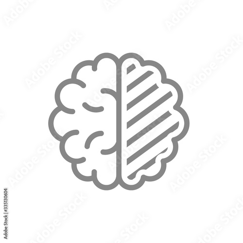 Sore human brain line icon. Cerebral edema, infected organ, brain cancer symbol