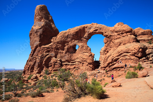 Moab  Utah   USA - August 18  2015  Rock formation and landscape at Arches National Park  Moab  Utah  USA