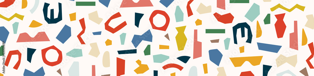 Abstract floral geometry elements paper collage baner