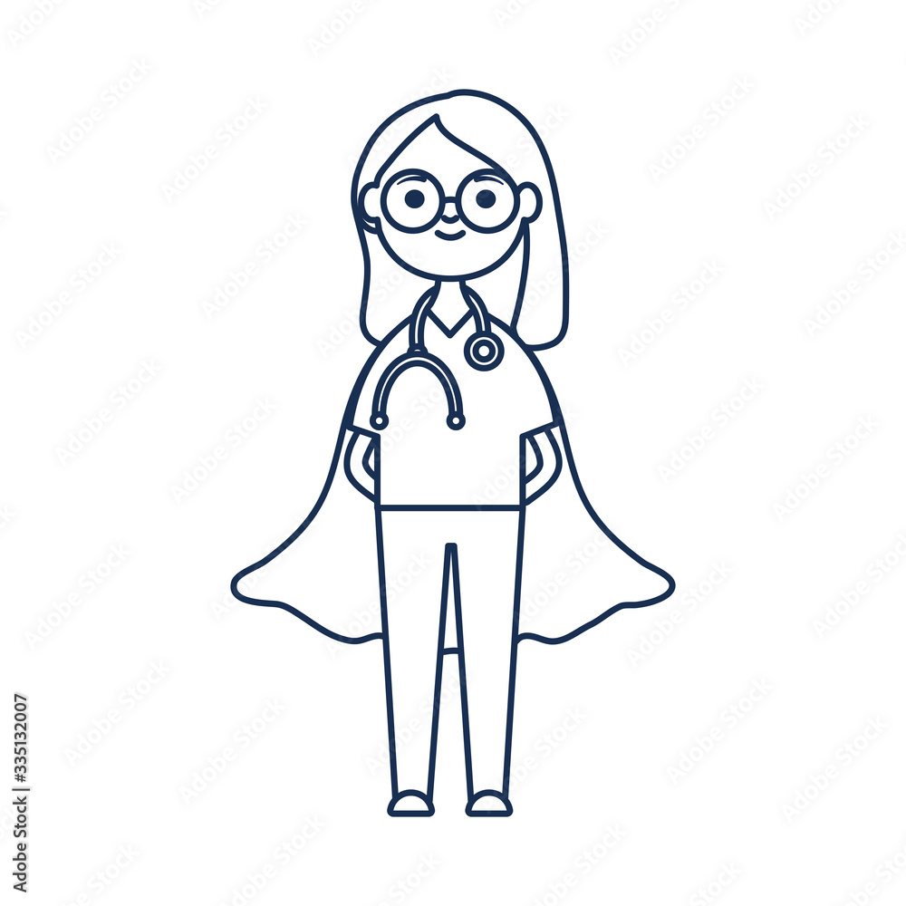 cartoon doctor woman with layer hero, flat style cartoon doctor woman with layer hero, flat style