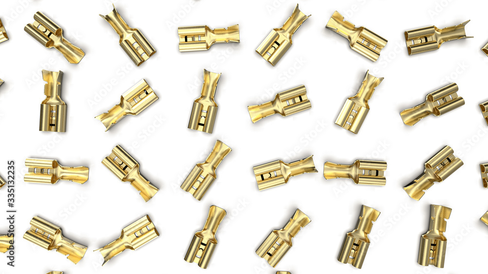Brass electrical wire connector. Template, mockup. Brass electrical wire connector. Template, mockup.