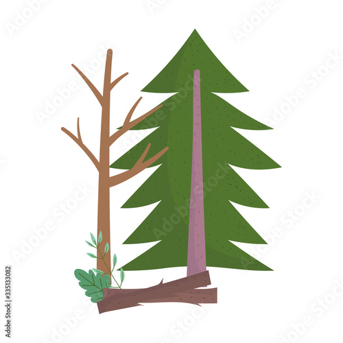 pine tree wood trunk nature isolated icon design
