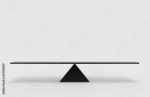 3d rendering. Empty blank black metal triangle balance scale with clipping path on gray background.