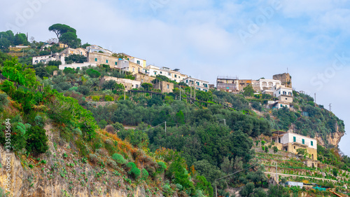 colorful houses on the slopes of the Amalfi coast, Italy