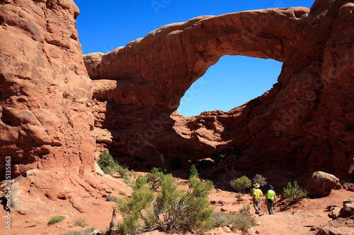 Moab  Utah   USA - August 18  2015  Rock formation and landscape at Arches National Park  Moab  Utah  USA