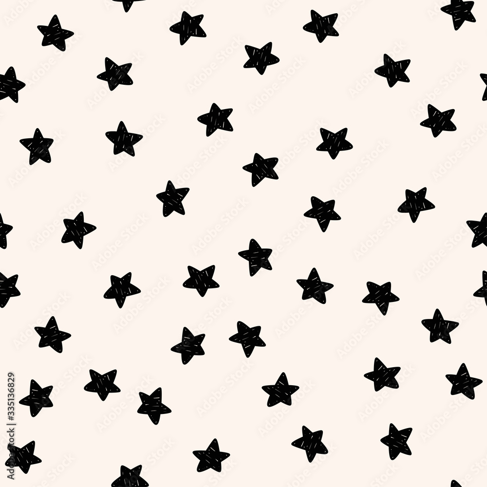 Fototapeta premium Stars seamless pattern. Black symbols graphic background.