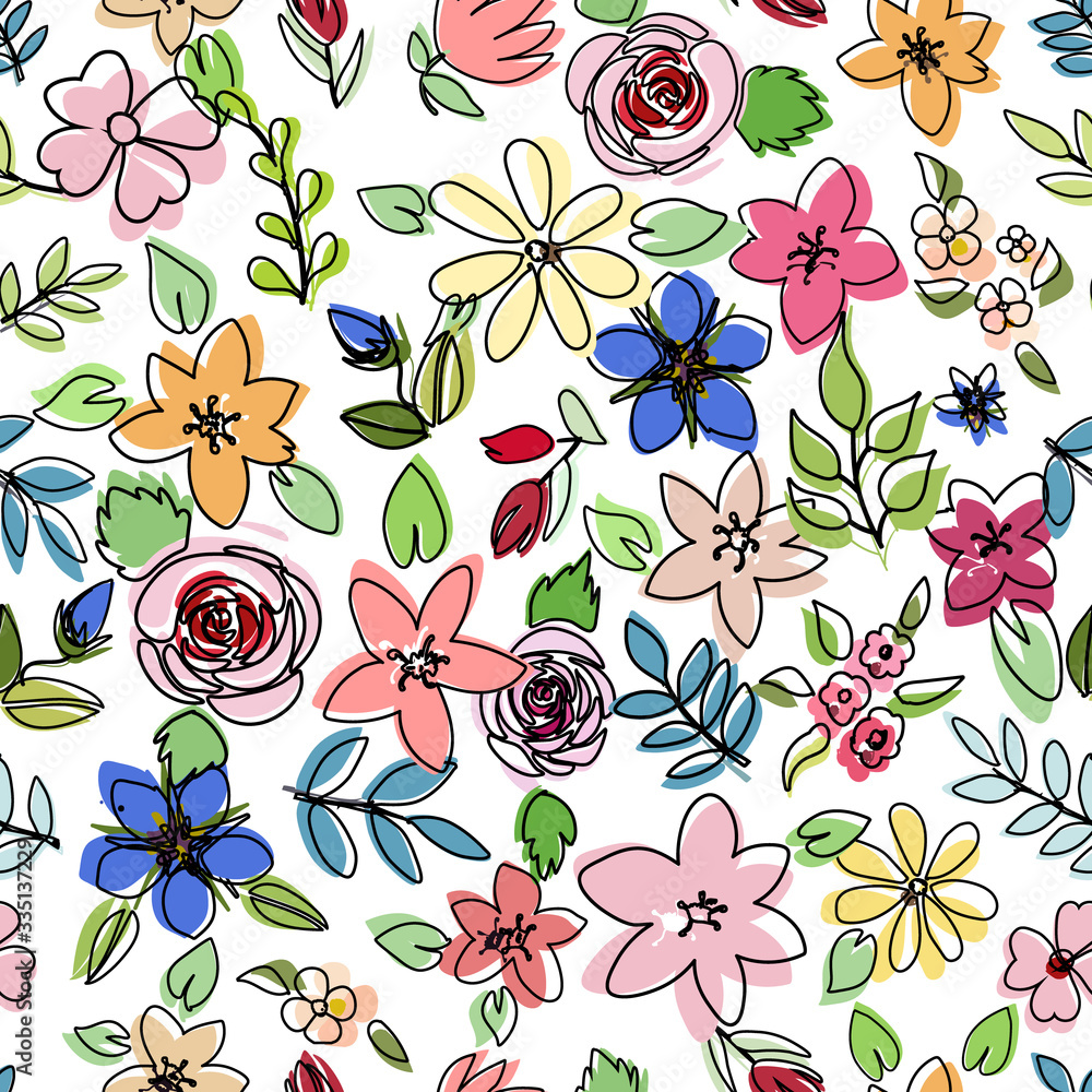colorful floral pattern unfit outlines