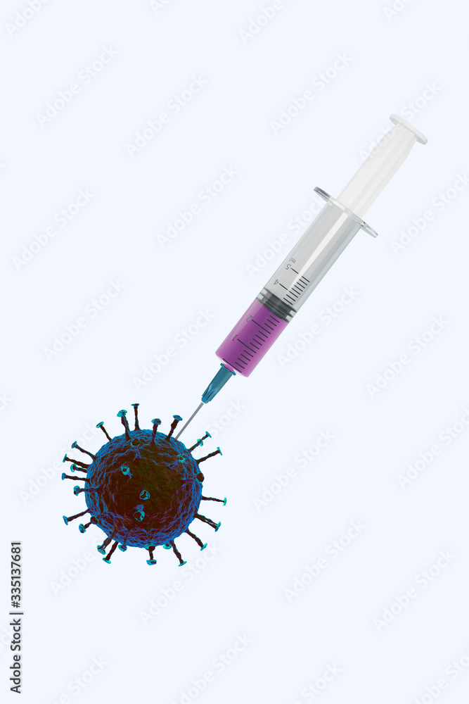Jeringa y Coronavirus. Vacuna contra el COVID-19 Jeringa y Coronavirus. Vacuna contra el COVID-19