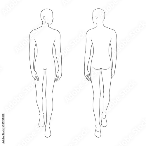 Fashion template of walking men. 