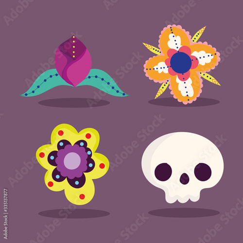 day of the dead, catrina flowers decoration traditional celebration mexican icons