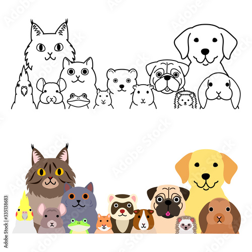 various pet animals group set