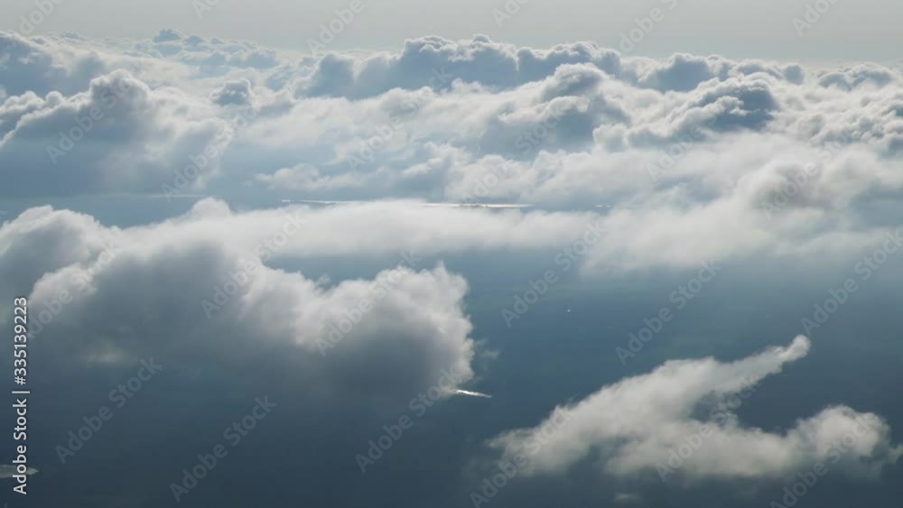 Aerial view clouds from above in sky space with different shapes