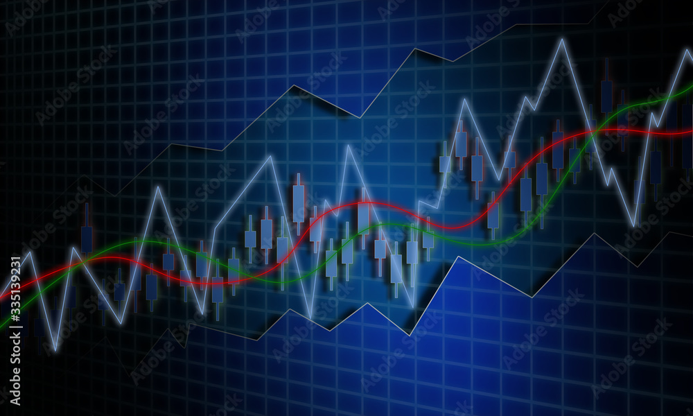 Naklejka premium Candle stick graph chart with indicator