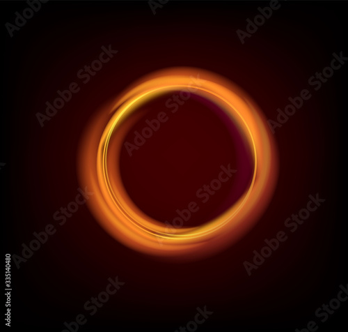 Colorful Glowing gold Rings abstract black background illustration 