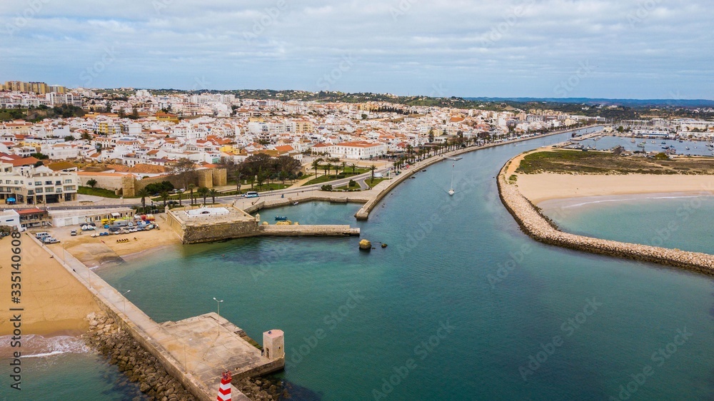 Aerial view of the city of Lagos, Algarve, Portugal