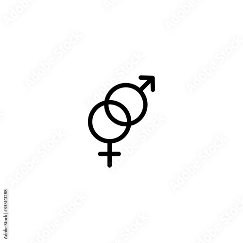 Sex icon. Male and female sex icon. Sexes, sexology sign. Gender icon. Man and Woman symbol . Vector illustration