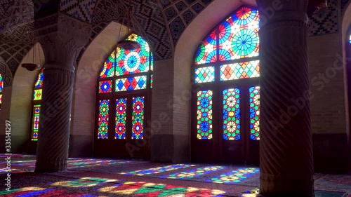 Stained glass window in Mosque, Shiraz, Iran