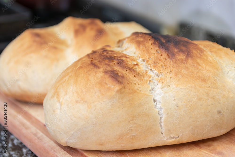 golden homemade bread fresh from the oven