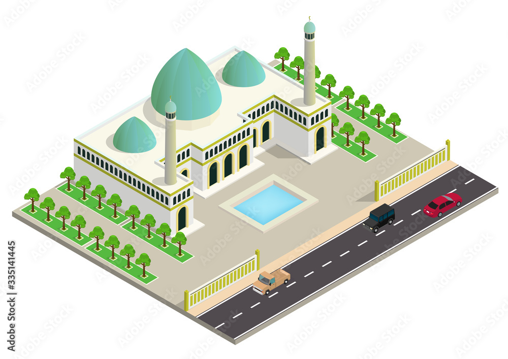 Vector isometric mosque building