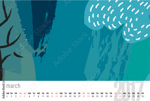 Calendar for 2017 vector template