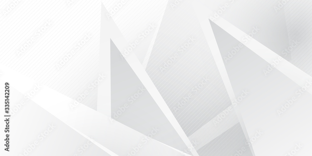 Fototapeta premium Grey white abstract background geometry shine triangle vector for presentation design. Suit for business, corporate, institution, party, festive, seminar, and talks.