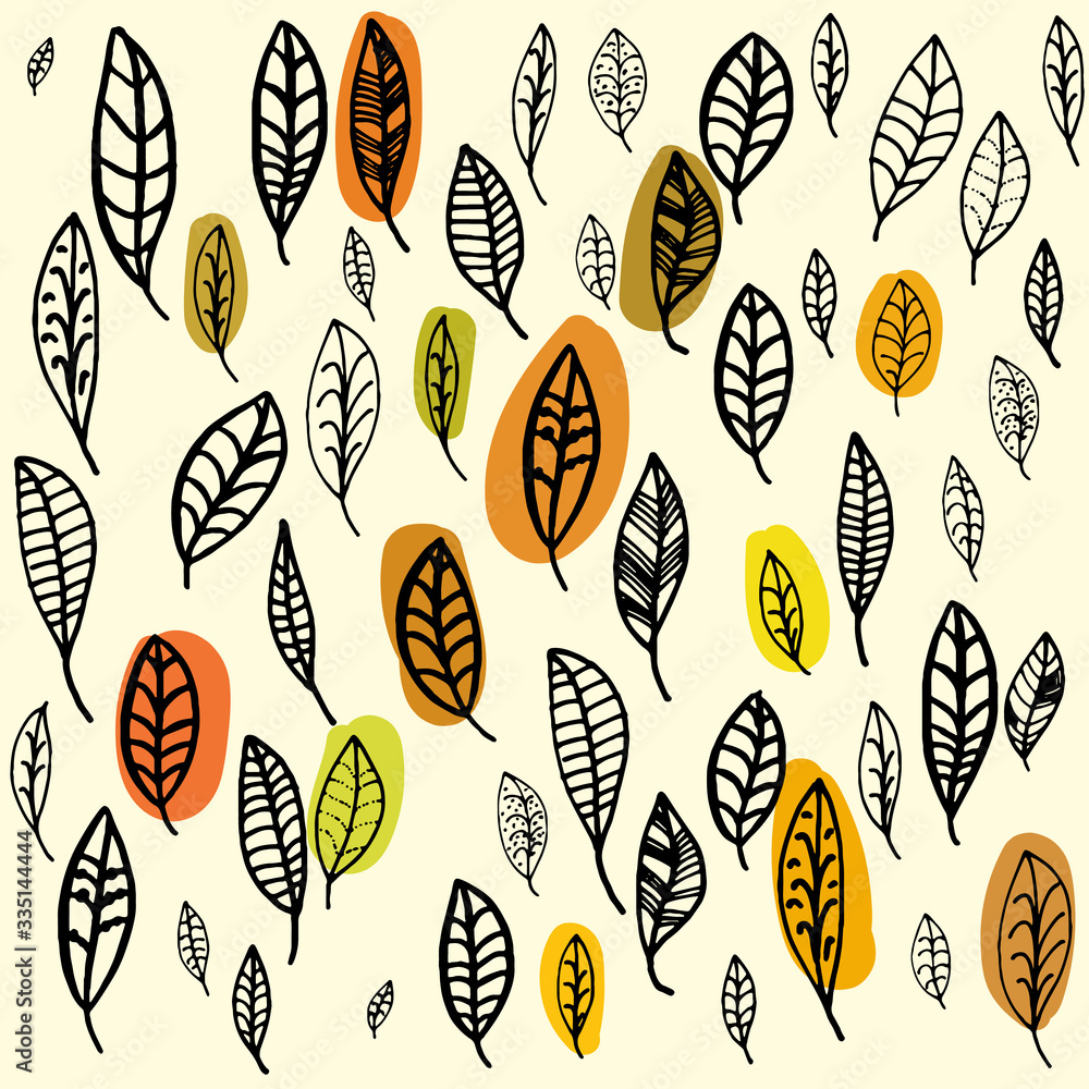 Set of fallen leaves. Autumn pattern. Sketched leaves. Set of fallen leaves. Autumn pattern. Sketched leaves.