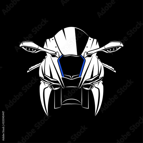 Sport Motorcycle silhouette on Black background. Can be used for printed on motorcycle club t-shirt, background, banner, posters, icon, web, etc.