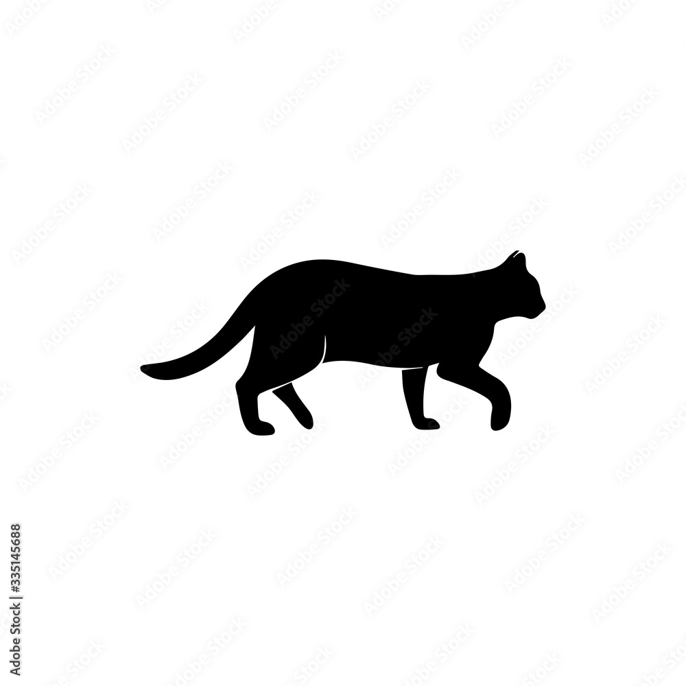 Cat icon. Black cat silhouette. Cat shape icon Vector illustration Animal vector illustration isolated on white. 