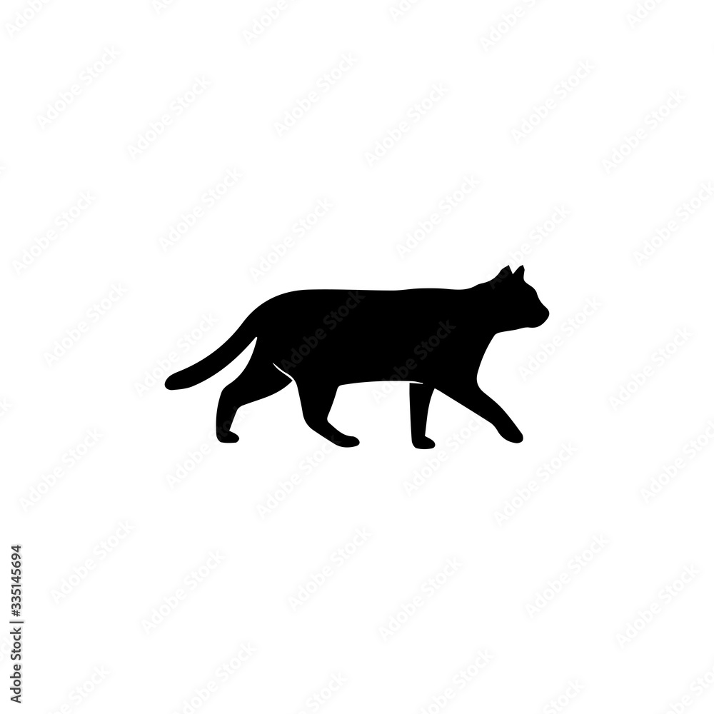 Cat icon. Black cat silhouette. Cat shape icon Vector illustration Animal vector illustration isolated on white. 