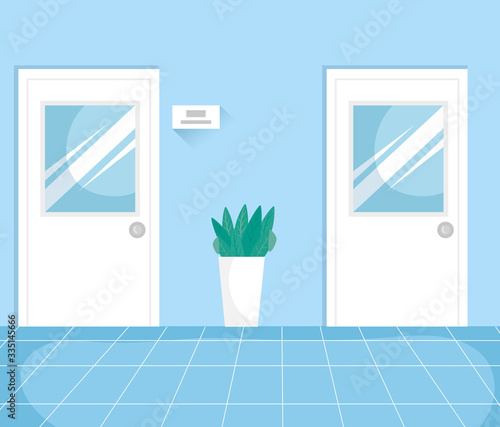 medical office waiting room scene vector illustration design