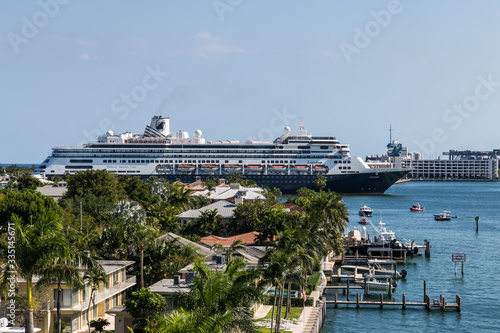 Holland America cruise line  Zaandam ship has arrived at port of Everglads in Fort Lauderdale, FLlorida. April 2, 
