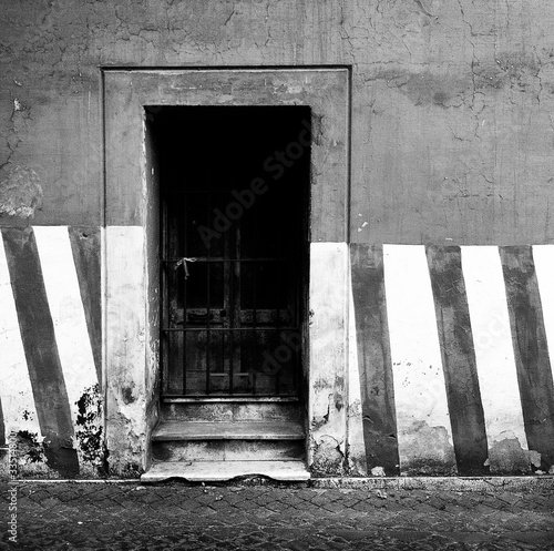 Photography Back Alley wall and window in the centre of Rome, Italy